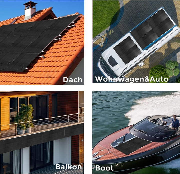100W Solarpanel 12V, Solar Panel 100 Watt Full Black Monokristallines Solarmodul für Wohnmobil, Boot