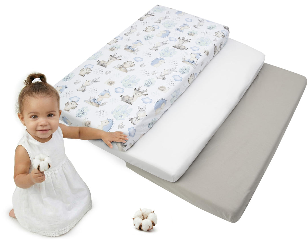 Medi Partners 3er-Set Spannbettlaken Spannbetttuch 60x120cm 100% Baumwolle Baby Bettwäsche Babymatra