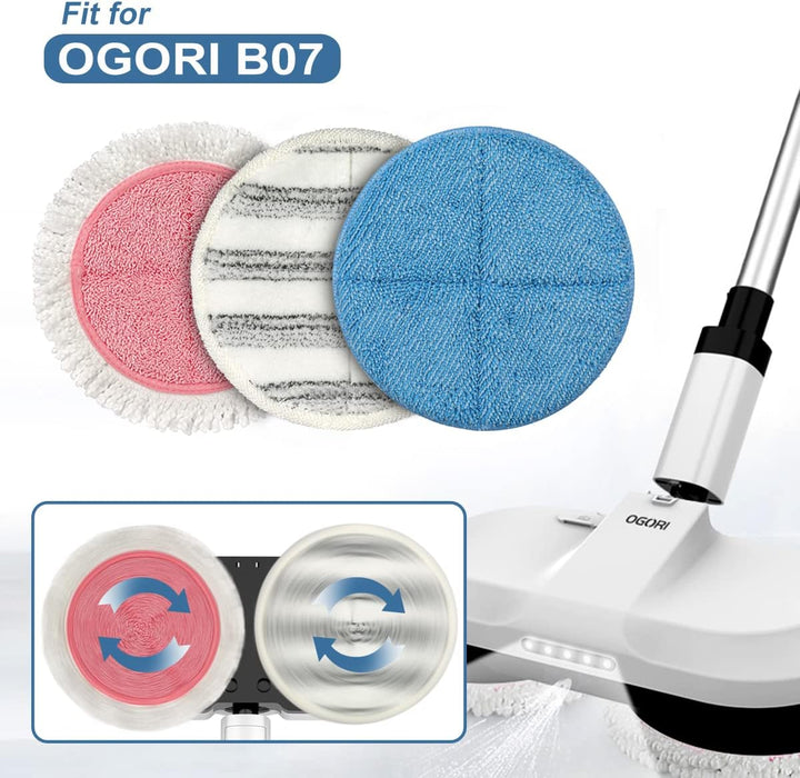 OGORI 6 Packung Ersatz Elektrischer Mopp Wischpads - Reinigungspads, Scrubby Pads und Wachsmop Pads
