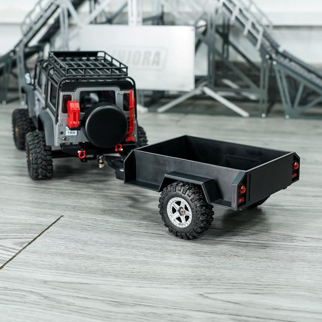INJORA Utility Trailer mit Haken und Scale Aufbewahrungsboxen für TRX4M 1/18 RC Crawler Upgrade