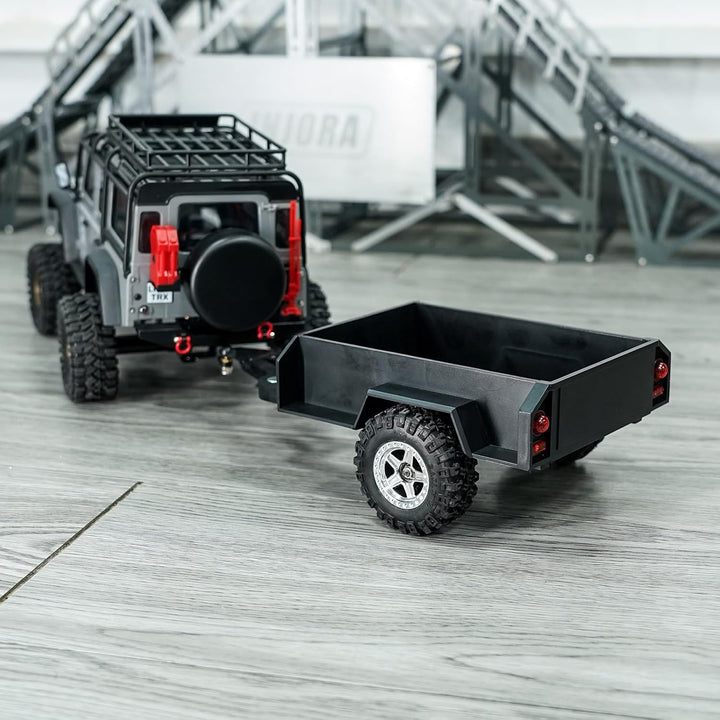 INJORA Utility Trailer mit Haken und Scale Aufbewahrungsboxen für TRX4M 1/18 RC Crawler Upgrade