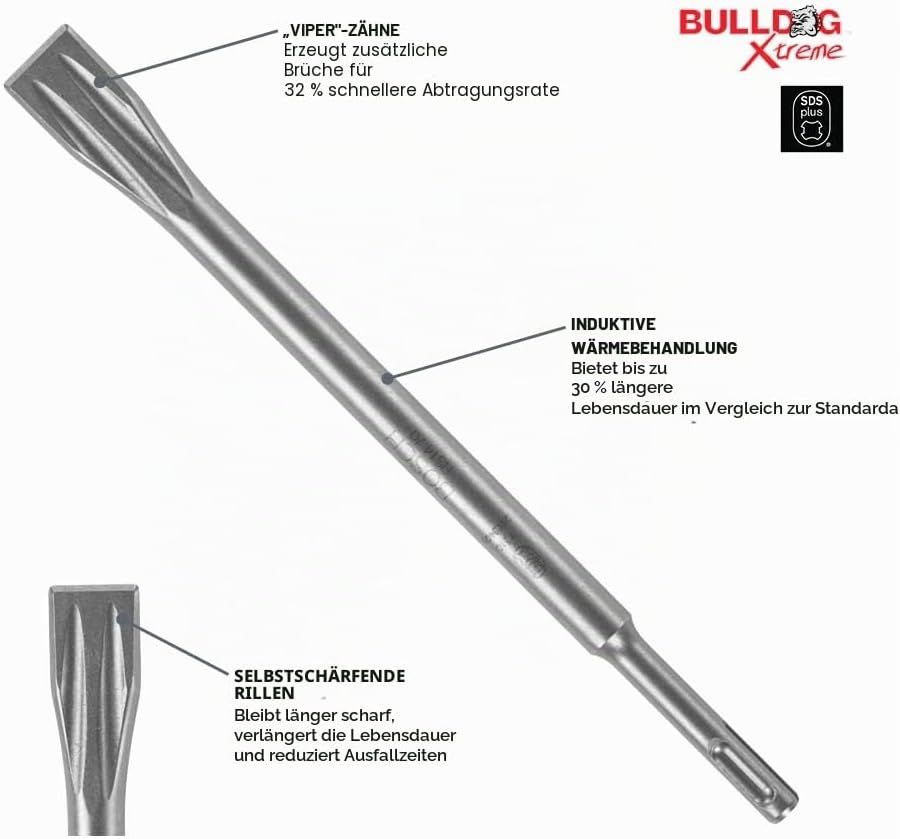 Bosch Professioneller HS1470 SDS Plus Viper Long Life Meissel SDS-Plus Viper Flachmeissel 1,91 cm, S