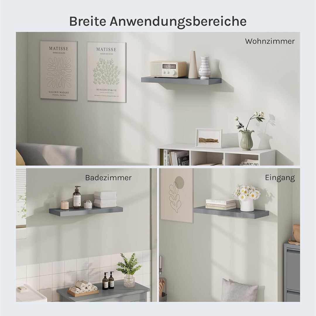 WOLTU Wandregal Set von 3 Regalen Wandboard Freischwebend Schweberegal CD DVD Regal Bücherregal Holz