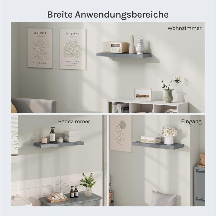 WOLTU Wandregal Set von 3 Regalen Wandboard Freischwebend Schweberegal CD DVD Regal Bücherregal Holz