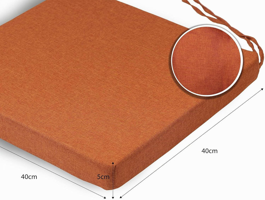 sunnypillow 4er Set Stuhlkissen mit Bindebänder - 40 x 40 x 5 cm - Sitzkissen Outdoor für Stühle/Bän