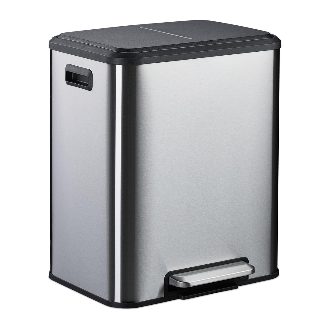 Relaxdays Mülleimer 2 x 15 Liter, Küchenmülleimer mit entnehmbare Inneneimer, Absenkautomatik und Tr