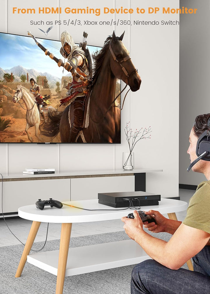 FOINNEX HDMI auf DisplayPort Kabel, 4K@60Hz HDMI zu DisplayPort Cable mit USB/Audio, HDMI in zu DP O