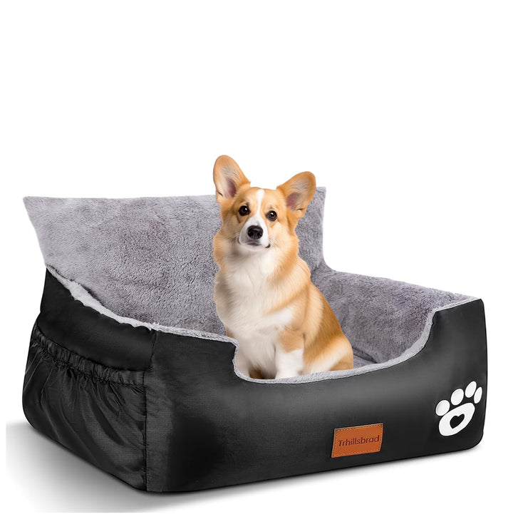 Hunde Autositz, 70x60x45cm, 2 Ansteckbare, Verstellbare Sicherheitsleinen, Auto-Hundebett für kleine