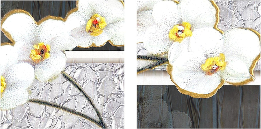 Runa Art Bild Modern Blumen Orchidee - Made in Germany - Wandbilder Abstrakt Grau Gelb 4 Teilig 2031