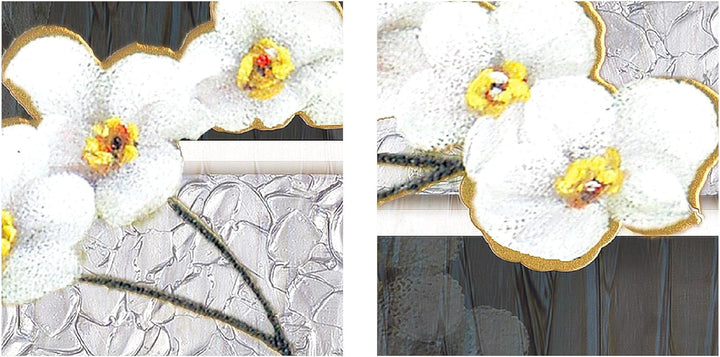 Runa Art Bild Modern Blumen Orchidee - Made in Germany - Wandbilder Abstrakt Grau Gelb 4 Teilig 2031