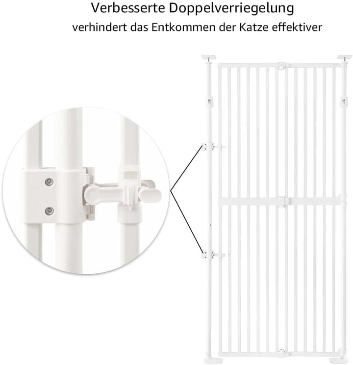 unipaws Katzenschutzgitter 190 cm extra hoch, automatisch schliessend, ohne Bohren, Türschutzgitter