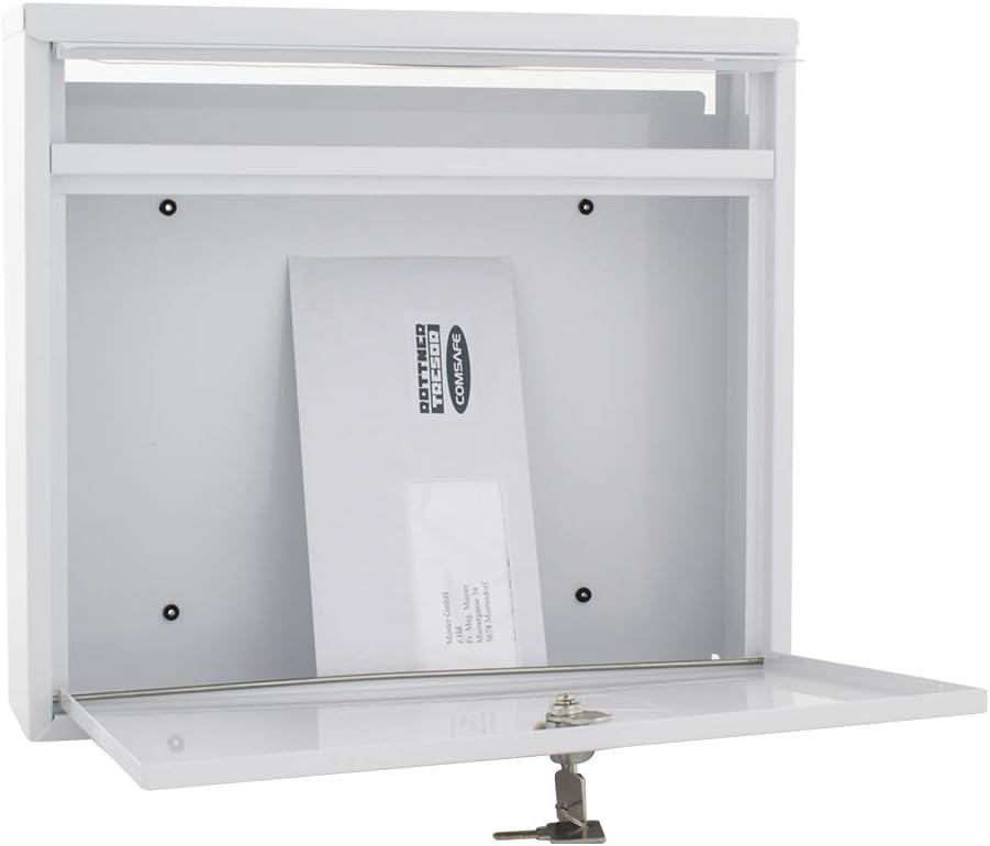 Rottner Briefkasten Teramo aus Stahl in Weiss, Mailbox, Postkasten, Zaunbriefkasten, DUO-Briefkasten