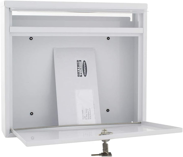 Rottner Briefkasten Teramo aus Stahl in Weiss, Mailbox, Postkasten, Zaunbriefkasten, DUO-Briefkasten