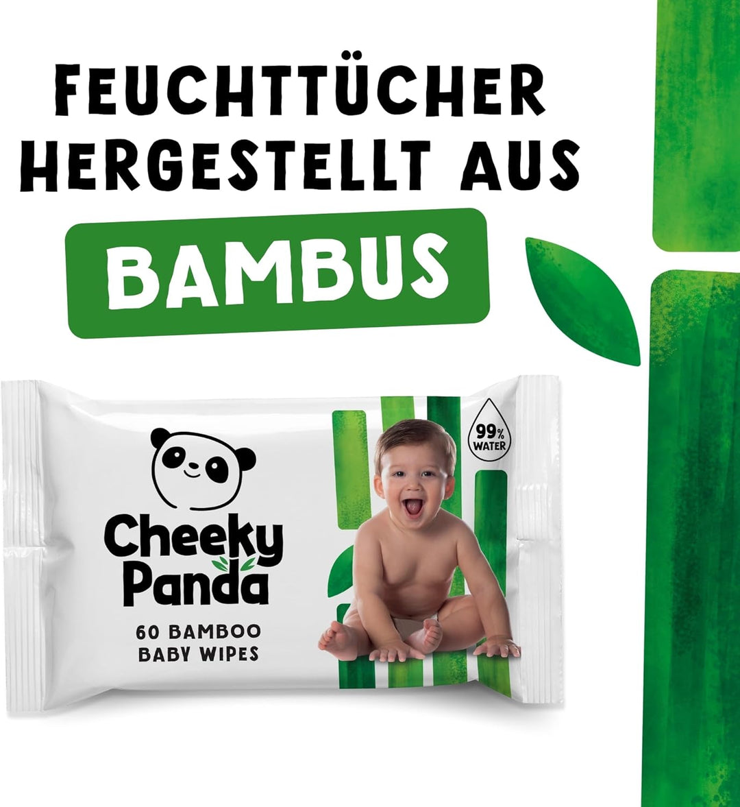 The Cheeky Panda 1536 Baby-Feuchttücher aus Bambus, biologisch abbaubar, Multipack, 24 Packungen