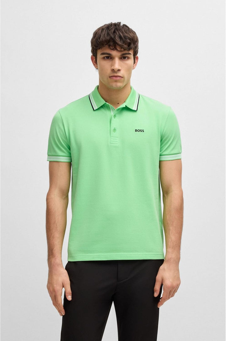BOSS Herren Paddy Paddy Poloshirt aus Baumwoll-Piqué 6XL Medium Green 319, 6XL Medium Green 319