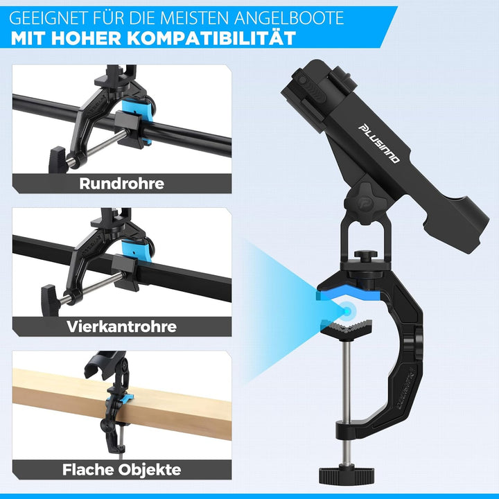 PLUSINNO Angelrutenhalter für Boote, Angelausrüstung mit vergrössertem Clip, innovatives Design in D