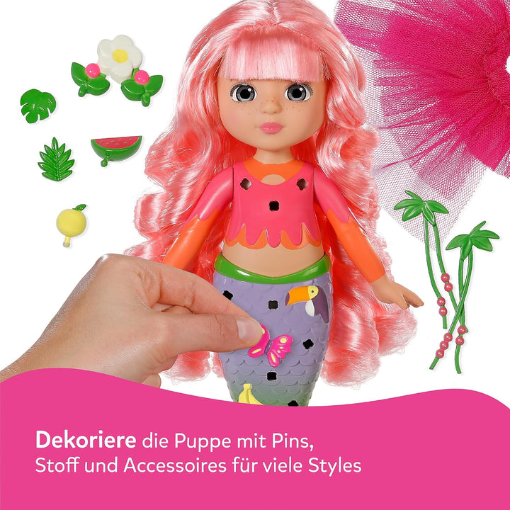 Baby Born Glam Up Sunshine, Meerjungfrau mit Langen rosa Haaren Haaren mit UV-Farbeffekt, zum Stylen