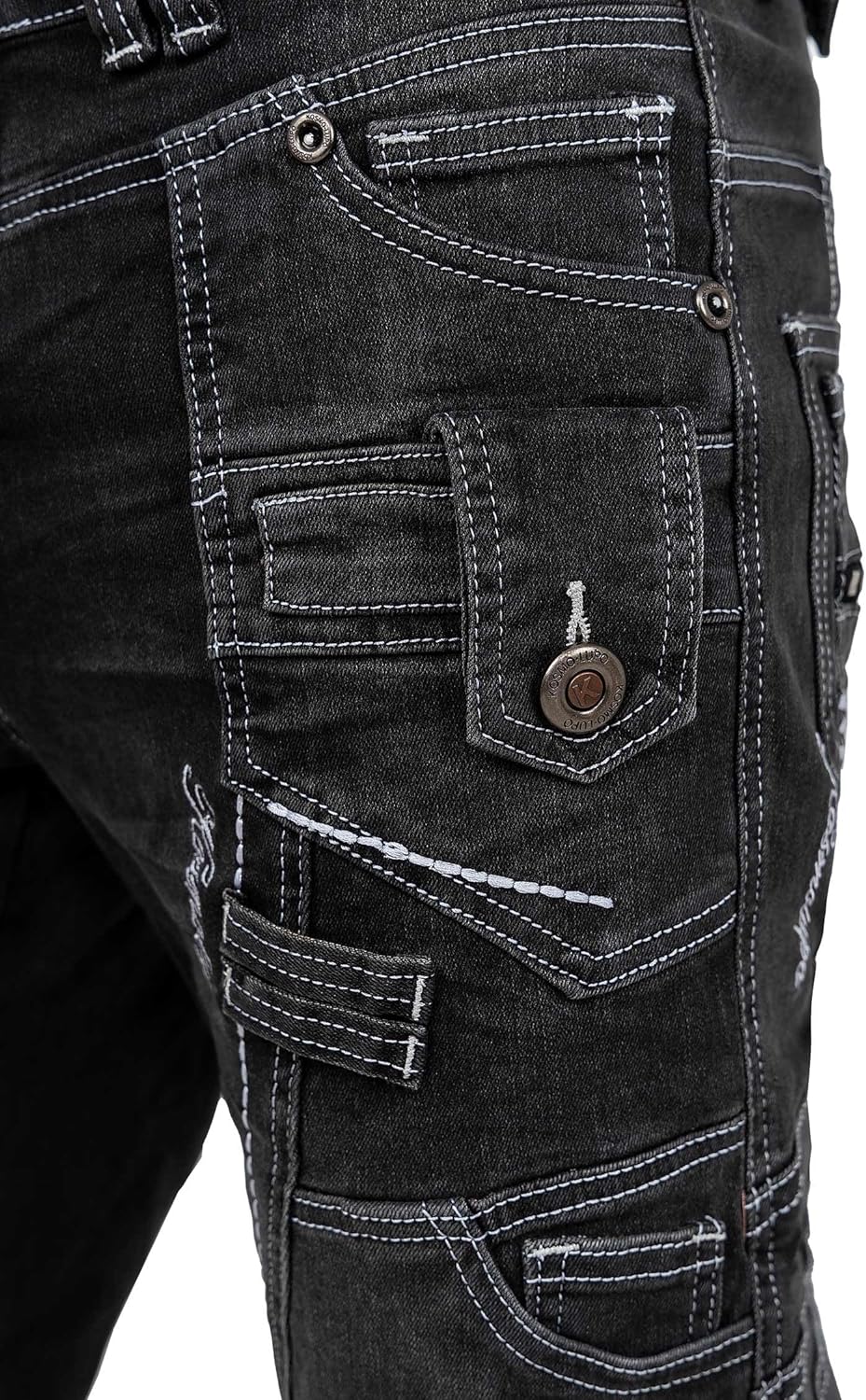 Kosmo Lupo Herren Jeans Extravagant Besondere Designs 29W / 32L Grau - 01, 29W / 32L Grau - 01