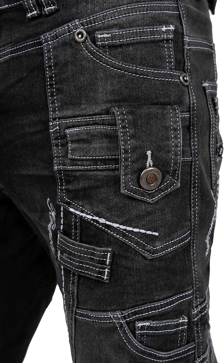 Kosmo Lupo Herren Jeans Extravagant Besondere Designs 29W / 32L Grau - 01, 29W / 32L Grau - 01