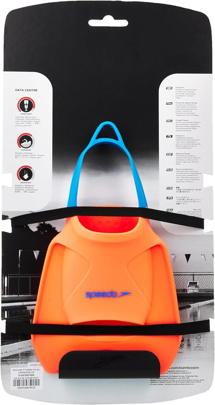 Speedo Unisex Erwachsene Biofuse FF Fitness Fin XL Orange/Blau, XL Orange/Blau