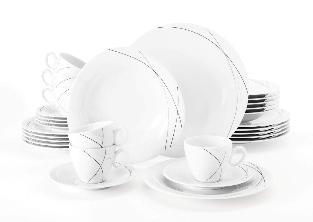 Seltmann Weiden 001.706904 Kombiservice 30-teilig Trio Highline, 36.5 x 31.2 x 36.9 cm, Weiss, 36.5