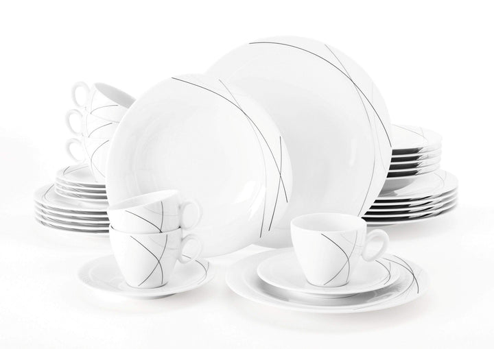 Seltmann Weiden 001.706904 Kombiservice 30-teilig Trio Highline, 36.5 x 31.2 x 36.9 cm, Weiss, 36.5