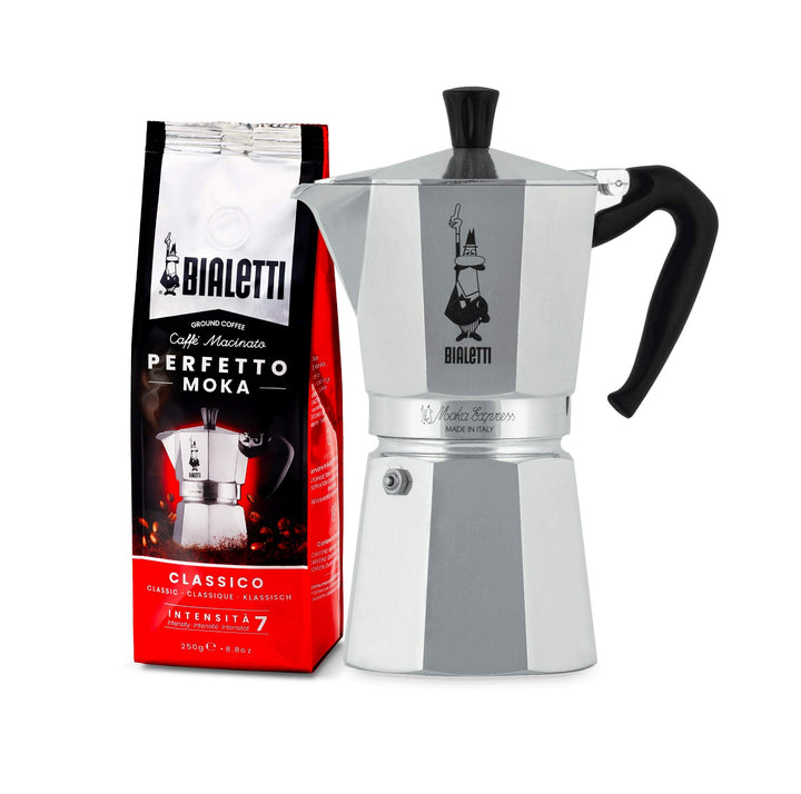 Bialetti Mokakocher Express 9 Tassen Perfetto Moka (der ideale Kaffee für den Moka), Gemahlener Kaff