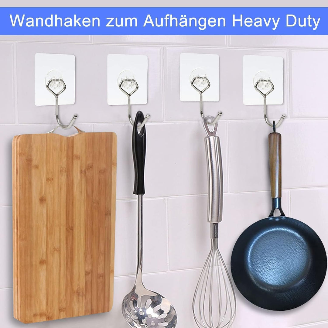 Charfia 16 Stück 15kg (Max) Selbstklebend Haken Extra Stark, Grosse Klebehaken Transparent Haken Sel
