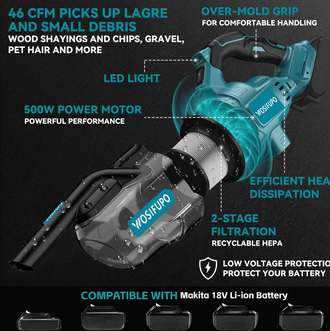 Akku Staubsauger für Makita 18V Akkus,20000Pa Leichter Staubsauger mit HEPA-Filter,5in1 Handstaubsau