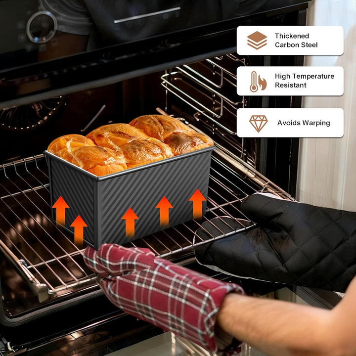 2 Stück Brotbackform mit Deckel, Toastbrot Backform mit Deckel, 450g (1lb) Antihaft Brotform Kastenf