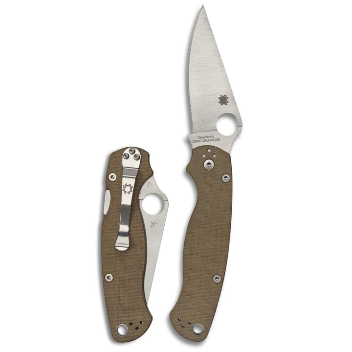 Spyderco Knives Brown Canvas Micarta para Millie 2 Compression Lock Cru-Wear Steel Pocket Knife C81M