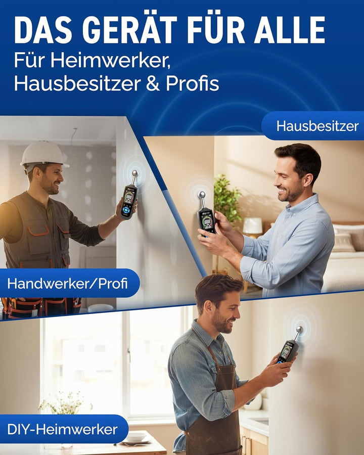 DryOne® DetectX Feuchtigkeitsmessgerät für Wand, Holz, Mauerwerk, Estrich & Beton - verlässliche Mes