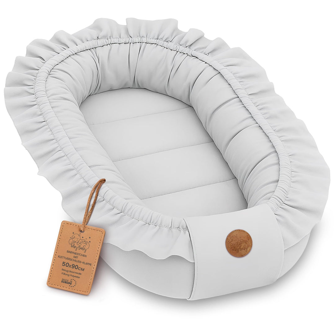Babynestchen Baumwolle Kuschelnest für Neugeborene 90x50 cm - Baby Nestchen Bett Kokon Fleecestoff G
