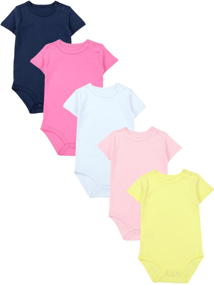 TupTam Mädchen Baby Body Kurzarm in Unifarben - 5er Pack 80 Farbenmix 1, 80 Farbenmix 1