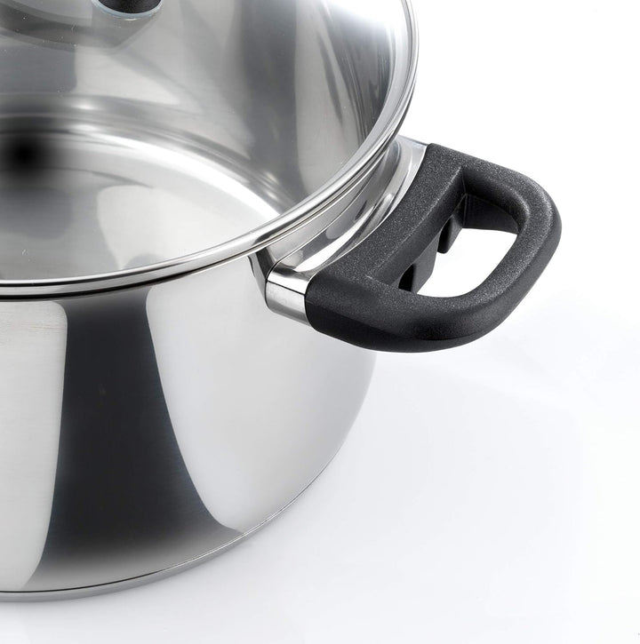 Karcher Topfset Mia aus Edelstahl, Kochgeschirr Induktion-Kochtopf-Set, Töpfe mit Glasdeckel und Sti