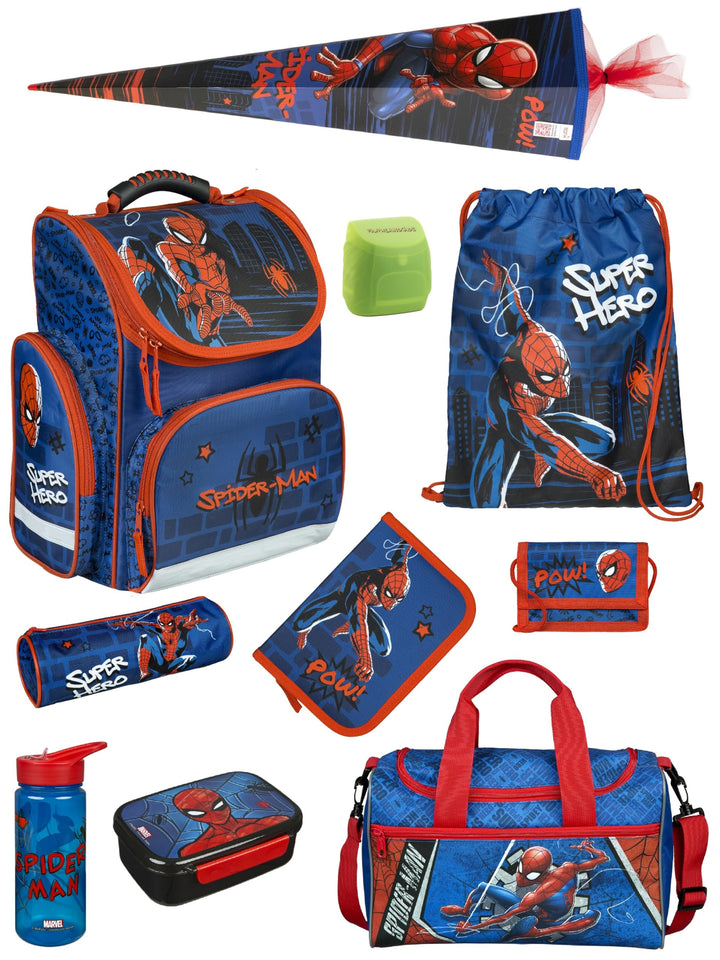 Schulranzen-Set Marvel Spiderman 16 TLG. mit Federmappe, Dose, Flasche, Sporttasche, grosse Schultüt