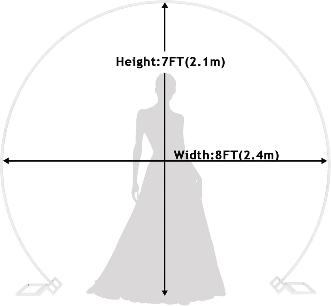 Wokceer Runder Hintergrundständer, 2,4 m, weisser Kreis, Ballonbogen-Rahmen für Hochzeit, Zeremonie,