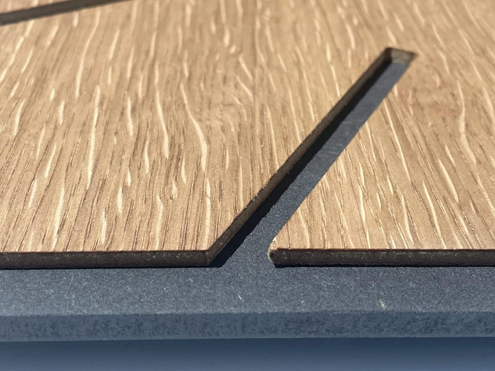 FLEXISTYLE Moderne quadratisch grosse WanduhrHolz ECO 40cm, Stille, Holzoptik, Eiche, Wohnzimmer, Sc