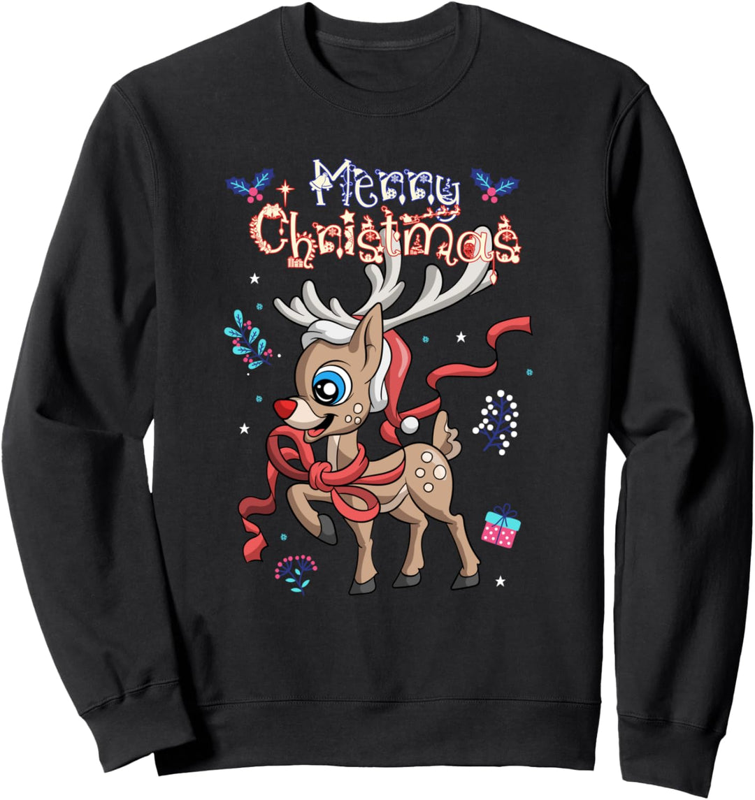 Weihnachten Tier Geschenk für Kinder Weihnachtsmann Rentier Sweatshirt