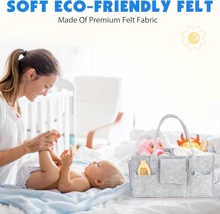 Maliton Windel-Caddy, Baby Essentials für Neugeborene Windeltasche mit Deckel, stabile tragbare wasc