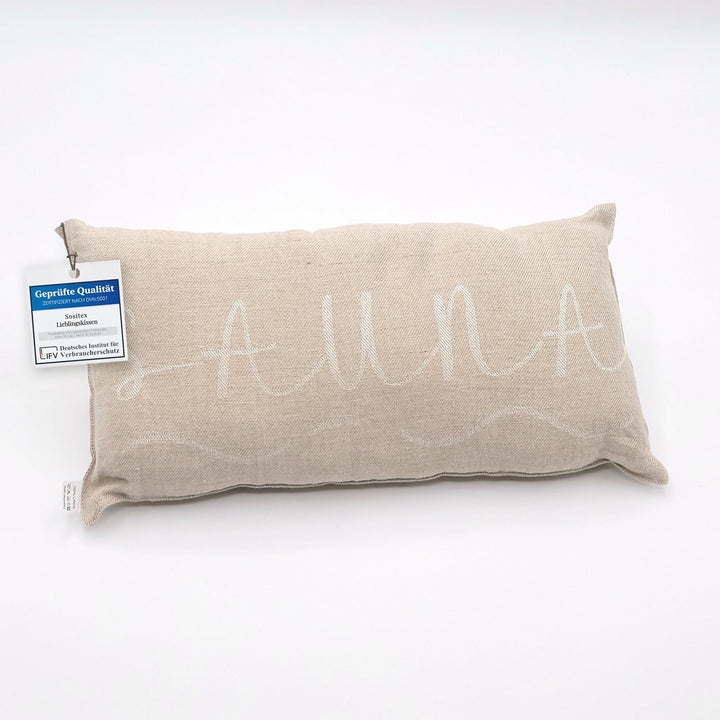 1 Premium Saunakissen Lieblingskissen Reisekissen | Design: BANGA | Masse: 45 x 22 cm, 100% Leinen H