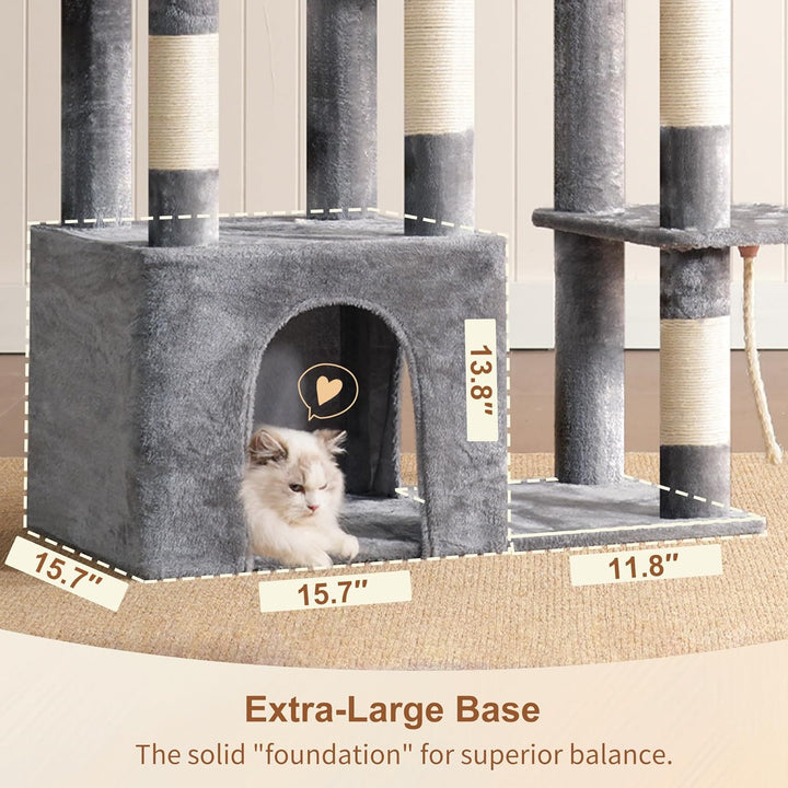 Heybly Kratzbaum 120cm - Grosser Katzenbaum mit XL-Basis, für grosse Katzen & Mehrkatzenhaushalte, G
