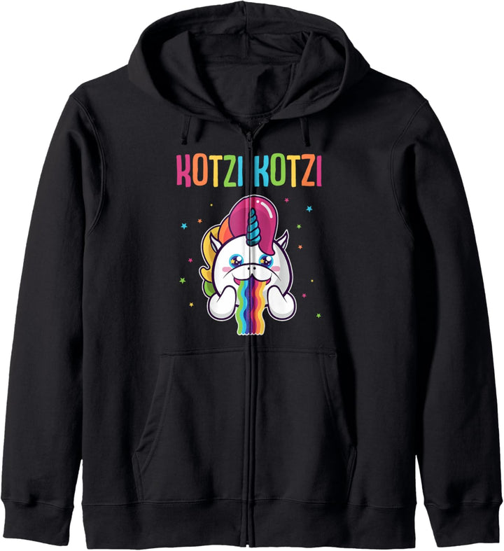 Kotzi Wein Bier Sekt Motto Party Schnaps Einhorn Partnerlook Kapuzenjacke