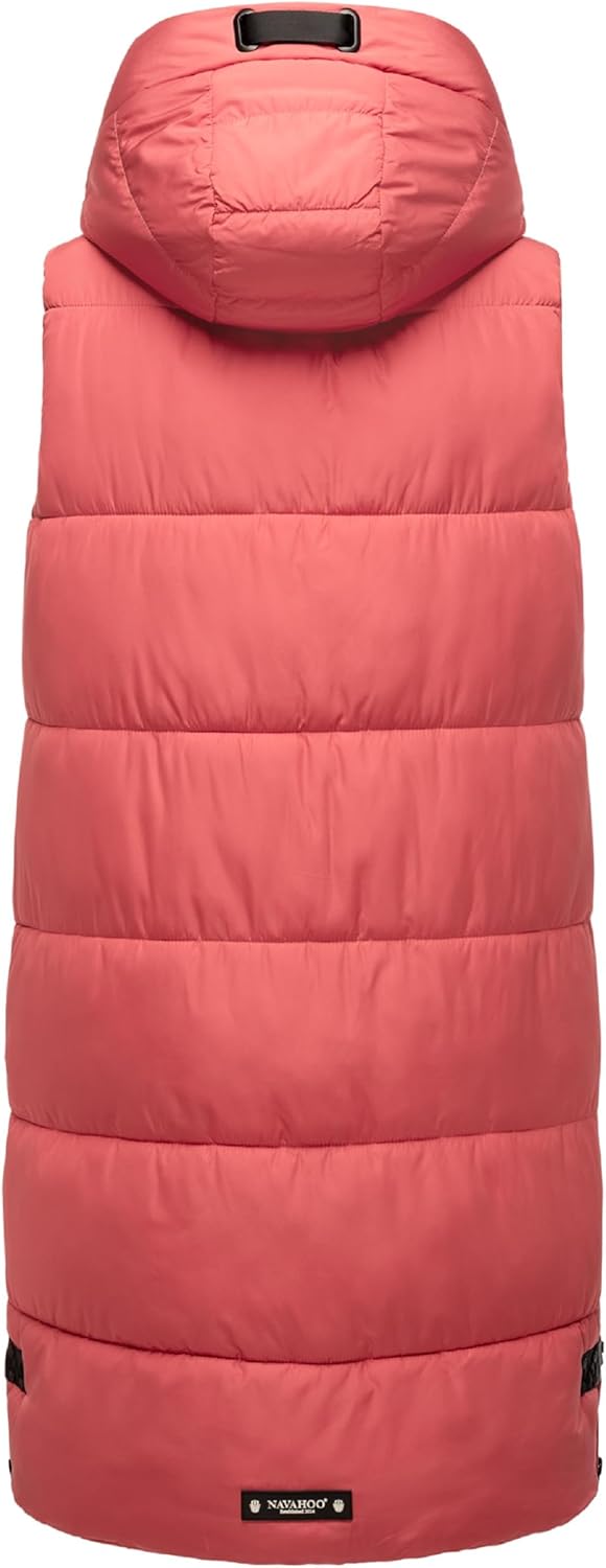 Navahoo Damen ärmellose Lange Outdoorweste warme Winterjacke Schnuffelchen XS-3XL, XS Rouge