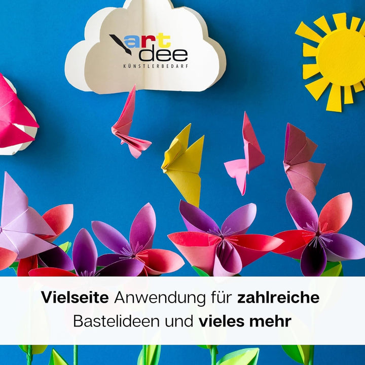artdee® Tonpapier bunt in 12 verschiedenen Farben 180 g/m² – Bastelpapier Set (120 Blatt gemischt in