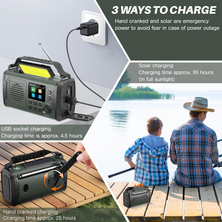 Kurbelradio DAB FM 20000mAh, Notfallradio DAB Plus Kurbel Solar, Solar Radio Notfall mit Bluetooth &