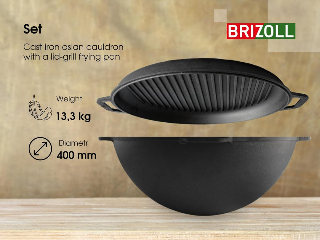 Brizoll Gusseisen Topf Kasan Wok Grill Kazan