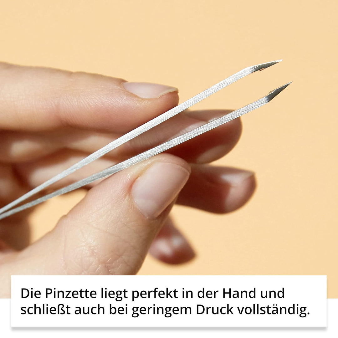 Rubis Pinzette Schwarz - schräg, fein und spitz - Pinzette zum Augenbrauen zupfen - schräge Spitze z
