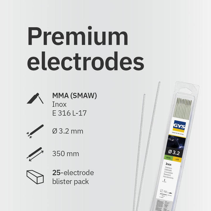 25 Edelstahl-Elektroden - 316 L - Ø 3,2 mm - Blister