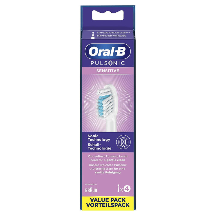 Oral-B Pulsonic Sensitive Aufsteckbürsten für Schallzahnbürsten, 4 Stück, Zahnbürstenaufsatz für Ora